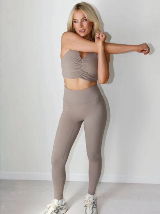 Salt Project Pants - High-Waist Sculpting Leggings in Taupe - Women